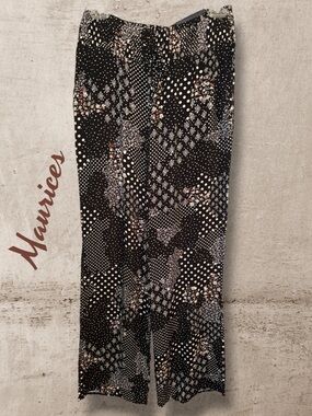 NWT-Maurices Black Mixed Print Wide Leg Pants